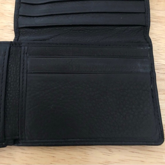 Stone Mountain wallet leather billfold L shape trifold card holder black crackle - Picture 3 of 11